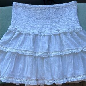 Sunday Best White Bubble Mini Skirt with Smocked Ruffles